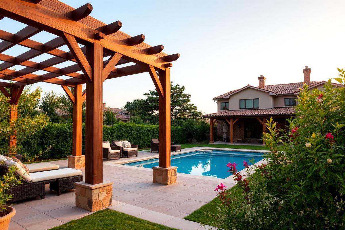 A poolside pergola recorded as a renovation in PropertyStory